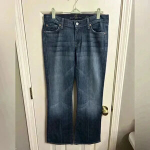 Seven 7 FOR ALL MANKIND Dark Wash Flared Trouser Jeans SIZE 28 Flip Flop